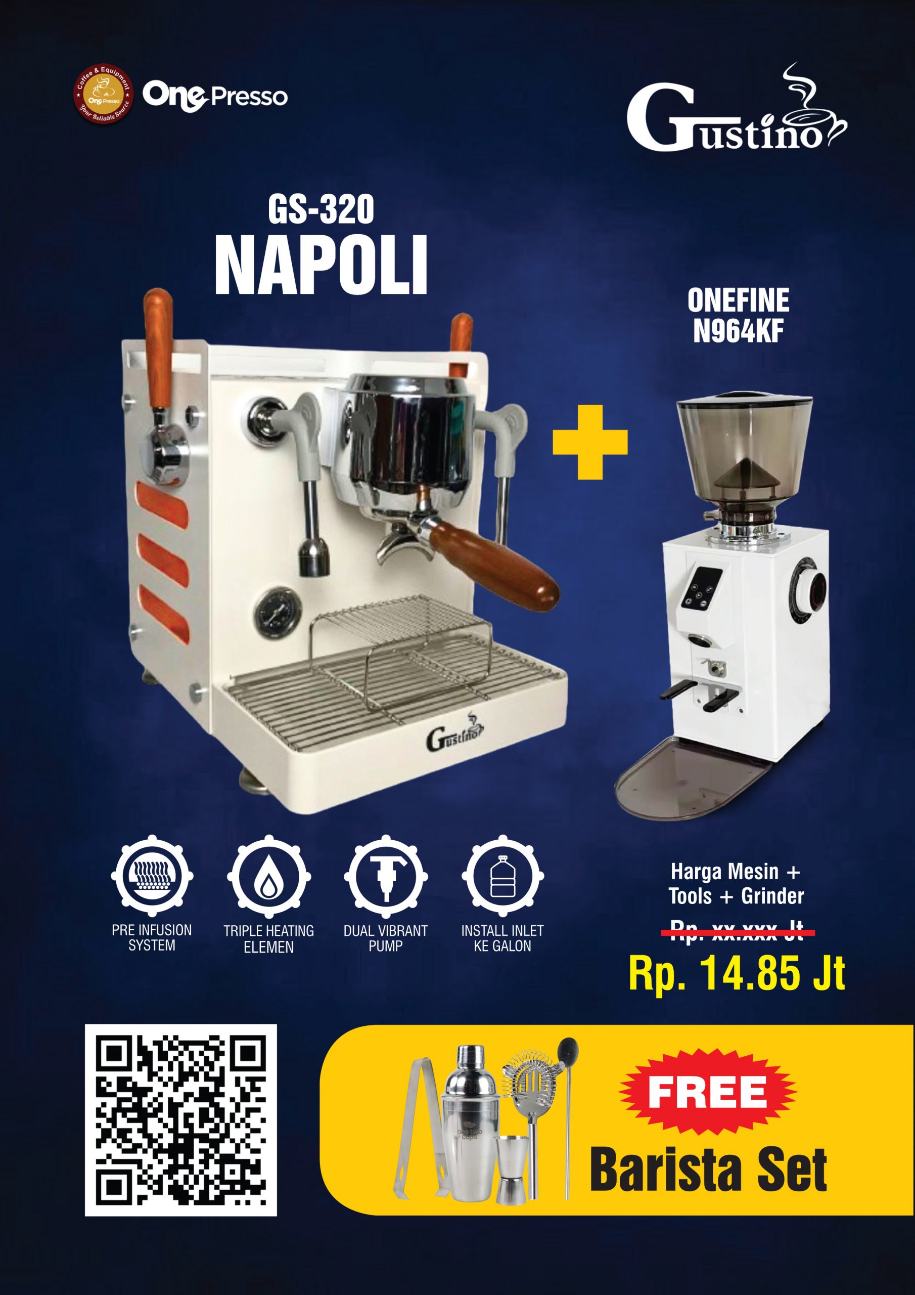PAKET GUSTINO - NAPOLI GS 320 + ONEFINE N964KF (PAKET MINI CAFE)